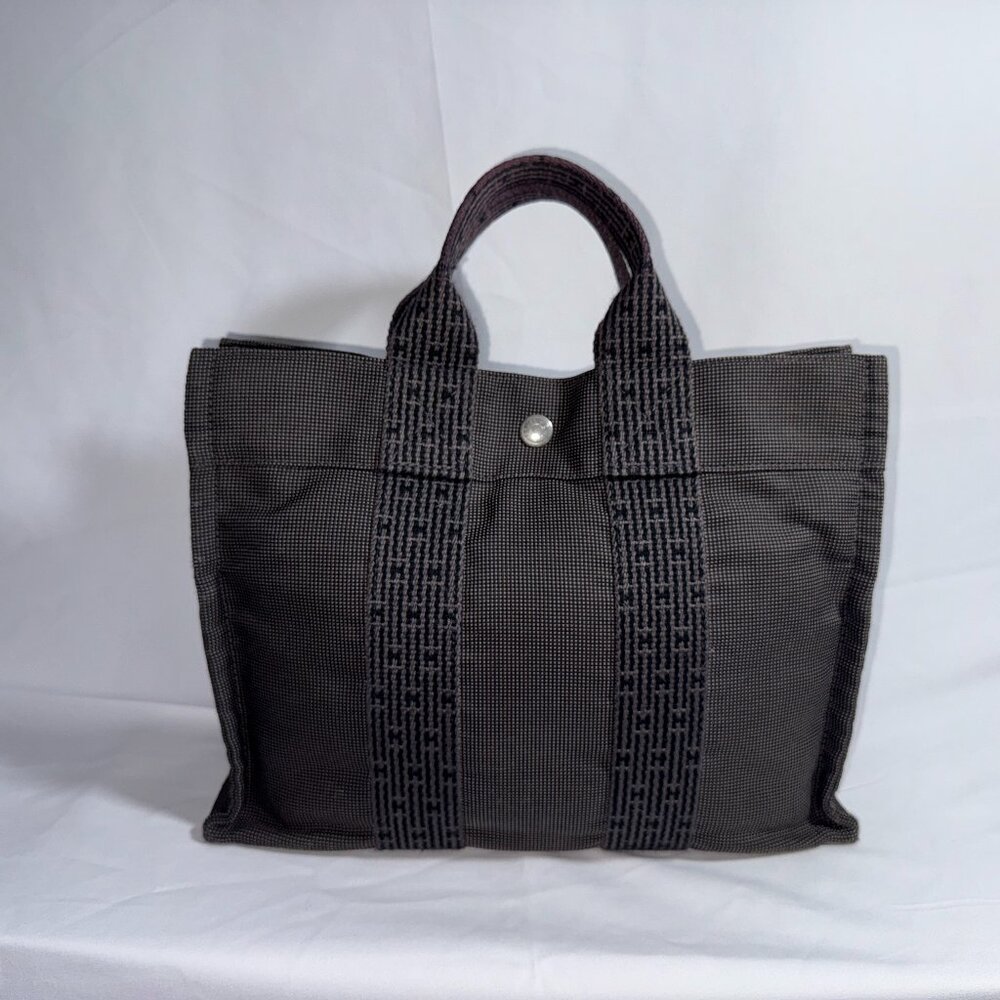 ⚓️ Hermès Fourre Tout PM Grey Canvas Tote Bag | Lock Incl. (NO KEY & DUST BAG)